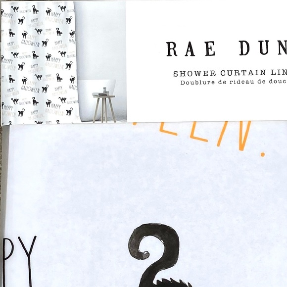 Rae Dunn HAPPY HALLOWEEN Shower Curtain Liner - Picture 5 of 6